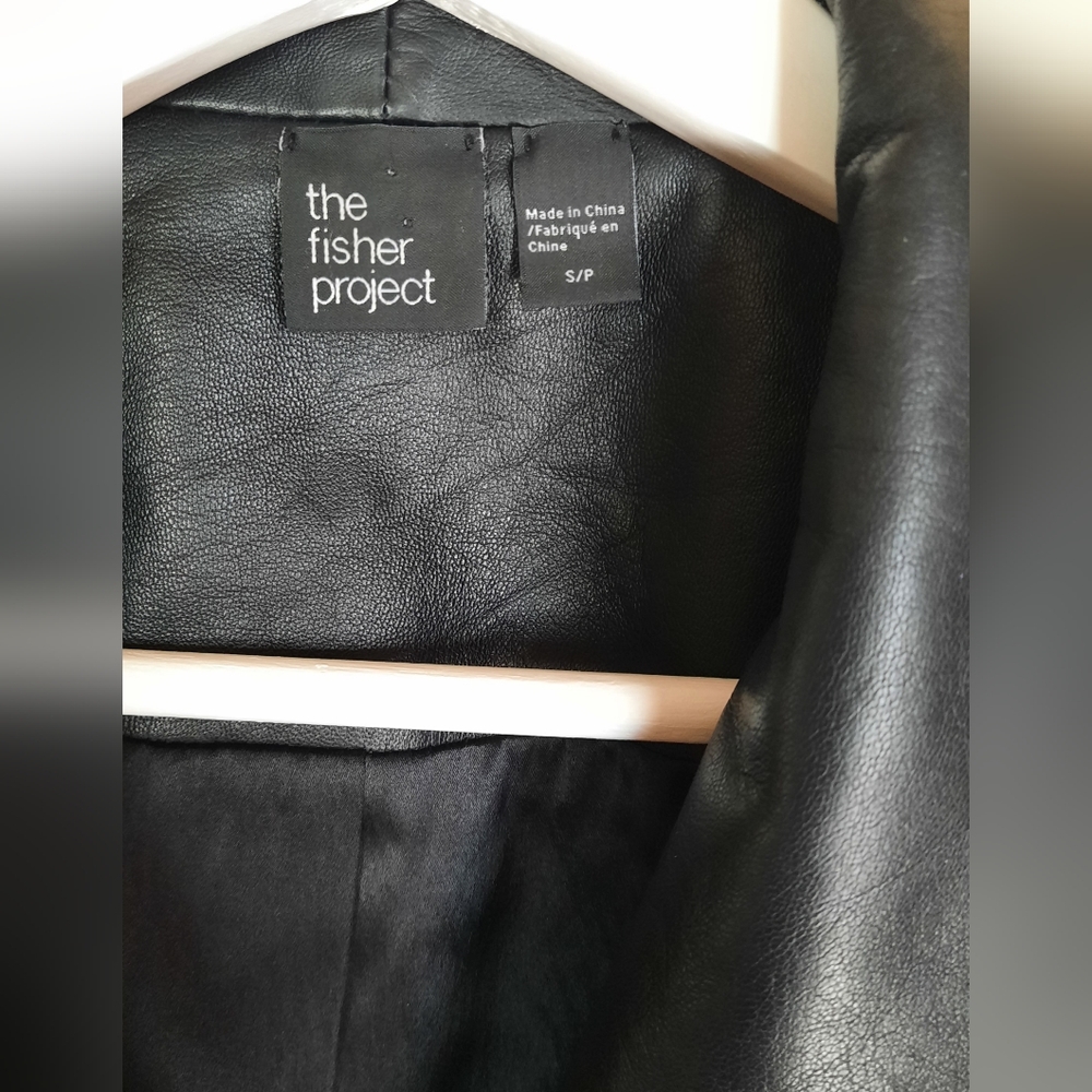 Eileen Fisher Project Black Lamb Leather Moto Jacket Genuine Edgy Biker - Picture 5 of 7